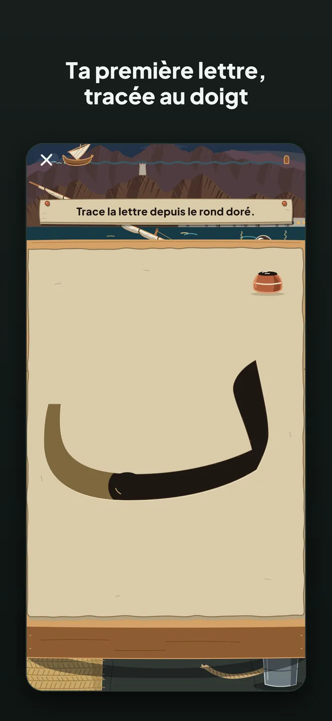 Ta première lettre, tracée au doigt