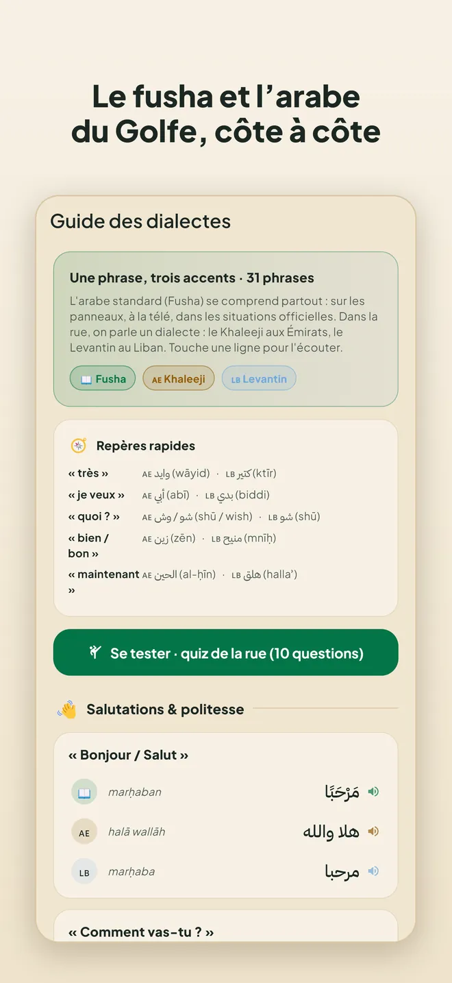 Le fusha et l'arabe du Golfe, côte à côte