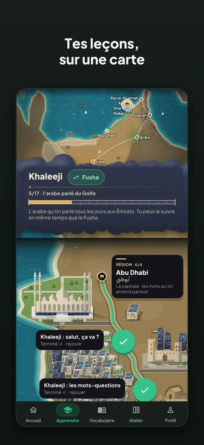 Tes leçons, sur une carte